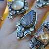 Size 8.5, Moon&Star deluxe SINGLE!, Hematite Quartz and Spinel and Prehnite, Sterling and Fine Silver and Brass