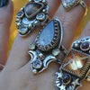Size 8.5, Moon&Star deluxe SINGLE!, Hematite Quartz and Spinel and Prehnite, Sterling and Fine Silver and Brass