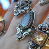 Size 8.5, Moon&Star deluxe SINGLE!, Hematite Quartz and Spinel and Prehnite, Sterling and Fine Silver and Brass