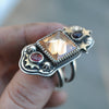 Size 10.25, Moon&Star deluxe SINGLE!, Citrine and Spinel, Sterling and Fine Silver and Brass
