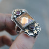 Size 10.25, Moon&Star deluxe SINGLE!, Citrine and Spinel, Sterling and Fine Silver and Brass