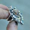 Size 5.25, Moon&Star deluxe SINGLE!, Smoky Quartz and Spinel, Sterling and Fine Silver and Brass