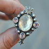 Size 5.25, Moon&Star deluxe SINGLE!, Helidor and Spinel, Sterling and Fine Silver and Brass