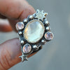 Size 5.25, Moon&Star deluxe SINGLE!, Helidor and Spinel, Sterling and Fine Silver and Brass
