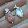 Size 4.5 and 4.75, Moon&Star sets, Confetti Sunstone and Morganite, Sterling and Fine Silver and Brass