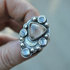 Size 5.25, Moon&Star deluxe SINGLE!, Smoky Quartz and Spinel, Sterling and Fine Silver and Brass