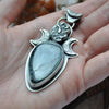 SALE! 25% Off, Pendant, Olivine Serpent Moon, Sterling Silver