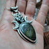 SALE! 25% Off, Pendant, Olivine Serpent Moon, Sterling Silver