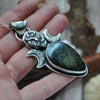 SALE! 25% Off, Pendant, Olivine Serpent Moon, Sterling Silver