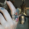 BLEMISHED, Size 9, Stargazing, Confetti Sunstone and Rhodochrosite, Sterling and Fine Silver