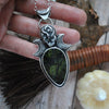SALE! 25% Off, Pendant, Olivine Serpent Moon, Sterling Silver