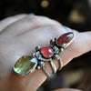 Size 9, Star Fire , Rhodochrosite and Golden Apatite, Sterling and Fine Silver