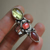 Size 9, Star Fire , Rhodochrosite and Golden Apatite, Sterling and Fine Silver