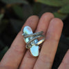 BLEMISHED, Size 9, Stargazing, Confetti Sunstone and Rhodochrosite, Sterling and Fine Silver