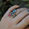 BLEMISHED, Size 6.5, Jewels of Fire & Water, Gemmy Rhodonite and Gemmy Apatite, Sterling and Fine Silver