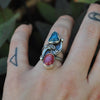 BLEMISHED, Size 6.5, Jewels of Fire & Water, Gemmy Rhodonite and Gemmy Apatite, Sterling and Fine Silver