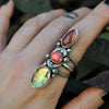 Size 9, Star Fire , Rhodochrosite and Golden Apatite, Sterling and Fine Silver