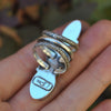 Size 9, Star Fire , Rhodochrosite and Golden Apatite, Sterling and Fine Silver