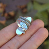 BLEMISHED, Size 6.5, Jewels of Fire & Water, Gemmy Rhodonite and Gemmy Apatite, Sterling and Fine Silver