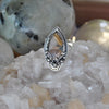 Size 9, Moon&Star ring, Golden Star Rutile Quartz, Sterling and Fine Silver