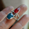 Size 4, Jewels of Fire & Water, Gem Rhodonite and Gem Apatite, Sterling and Fine Silver
