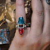 Size 4, Jewels of Fire & Water, Gem Rhodonite and Gem Apatite, Sterling and Fine Silver
