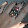 BLEMISHED, Size 9, Stargazing, Confetti Sunstone and Rhodochrosite, Sterling and Fine Silver