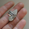 Size 4, Jewels of Fire & Water, Gem Rhodonite and Gem Apatite, Sterling and Fine Silver