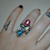 BLEMISHED, Size 6.5, Jewels of Fire & Water, Gemmy Rhodonite and Gemmy Apatite, Sterling and Fine Silver