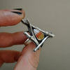 Size 7.75, October House, Candy Corn Ring, Sterling and Fine Silver