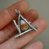 Size 7.75, October House, Candy Corn Ring, Sterling and Fine Silver
