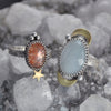 BLEMISHED, Size 9, Moon&Star sets, Moonstone and Confetti Sunstone, Sterling and Fine Silver