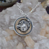 Pendant, Dreaming Cat, Silver & Brass