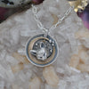 Pendant, Dreaming Cat, Silver & Brass