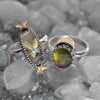 Size 9.75and10, Moon&Star sets, Star Rutile Quartz and Tourmaline Quartz, Sterling and Fine Silver