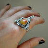 Size 8.75, October House, Candy Corn Ring, Sterling and Fine Silver