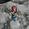 BLEMISHED, Size 6.5, Jewels of Fire & Water, Gemmy Rhodonite and Gemmy Apatite, Sterling and Fine Silver