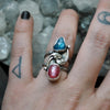 BLEMISHED, Size 6.5, Jewels of Fire & Water, Gemmy Rhodonite and Gemmy Apatite, Sterling and Fine Silver