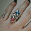 BLEMISHED, Size 6.5, Jewels of Fire & Water, Gemmy Rhodonite and Gemmy Apatite, Sterling and Fine Silver