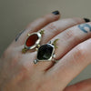 Size 7, Moon&Star set, HALLOWEN EDITION, Serpent Tourmaline and Pumpkin Garnet, Sterling and Fine Silver and Brass