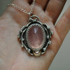 Spring Wreath necklace, Richly colored Rose Quartz, Sterling and Fine Silver and Brass