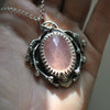 Spring Wreath necklace, Richly colored Rose Quartz, Sterling and Fine Silver and Brass