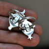 Size 7, Moon&Star set, HALLOWEN EDITION, Serpent Tourmaline and Pumpkin Garnet, Sterling and Fine Silver and Brass