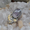 PENDANT Dreamscape, Pyrite in Quartz Over Lepidolite