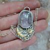PENDANT Dreamscape, Pyrite in Quartz Over Lepidolite
