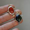 Size 7, Moon&Star set, HALLOWEN EDITION, Serpent Tourmaline and Pumpkin Garnet, Sterling and Fine Silver and Brass