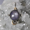 Pendant, Moon&Star Fortuna, Star Sapphire, Sterling and Fine Silver and Brass