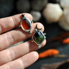 Size 7, Moon&Star set, HALLOWEN EDITION, Serpent Tourmaline and Pumpkin Garnet, Sterling and Fine Silver and Brass