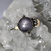 Pendant, Moon&Star Fortuna, Star Sapphire, Sterling and Fine Silver and Brass