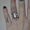 Size 5.5, Holy Crest, Natural Bi-Color Tourmaline, Sterling and Fine Silver and Brass